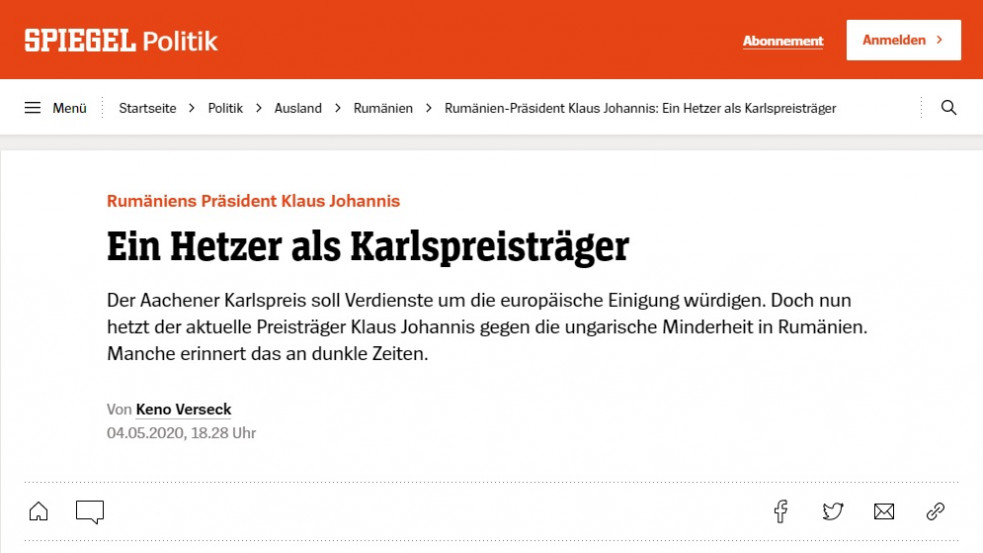 "Uszító": Az Európai Bizottság nem, a Spiegel viszont elítélte Iohannis kirohanását