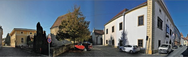 A Szemző-ház, az Öregtorony és az Európa-ház felújított épületegyüttese (fotó: FTI)