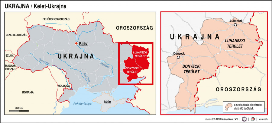 Ukrajna / Kelet-Ukrajna, Forrás: MTI