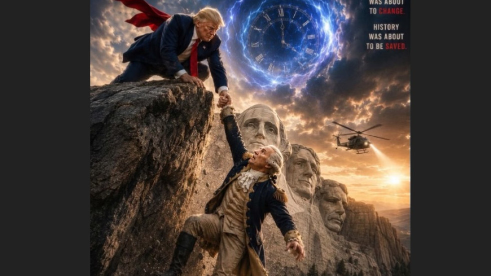 Trumpot megint elkapta az MI-láz: időutazó szuperhősként menti meg George Washingtont