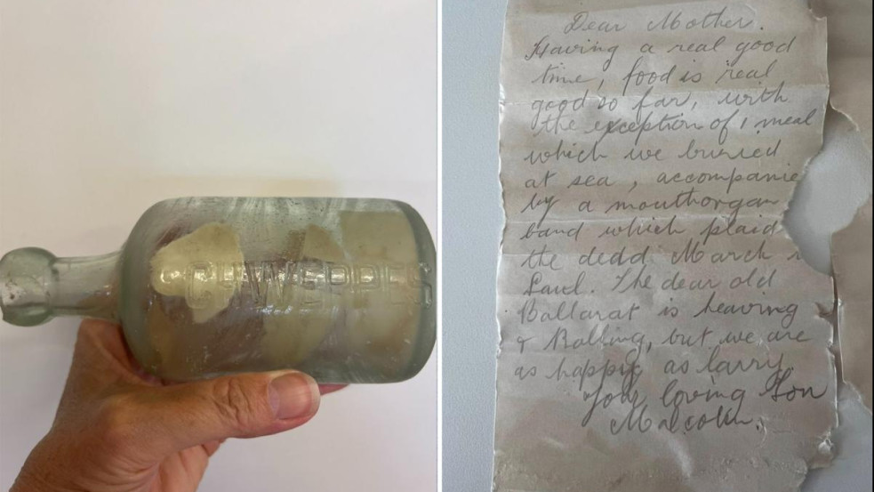 Fotó: Az első világháború óta sodródó palackpostára bukkant egy család Ausztráliában