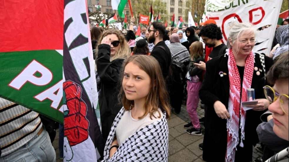 Felvétel: Greta Thunberg is felbukkant az Izrael-ellenes tüntetésen Malmöben