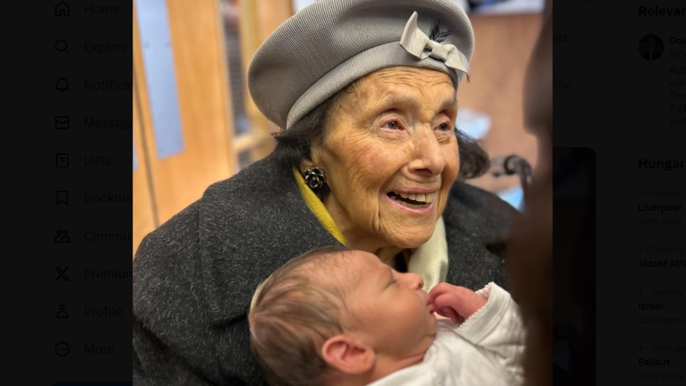 Kép: Ükmama lett a 100 éves auschwitzi túlélő, Lily Ebert