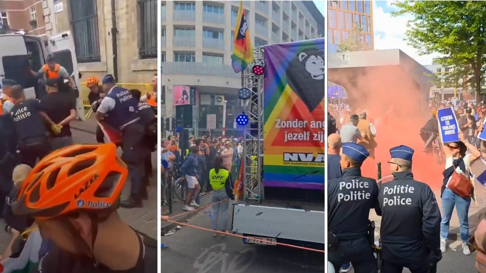 Palesztinpárti tüntetők kövekkel és palackokkal dobálták meg a brüsszeli Pride résztvevőit