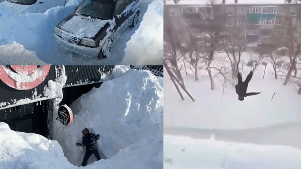Akkora volt a hó Oroszország keleti részén, hogy volt, aki a háztetőről ugrott hátast