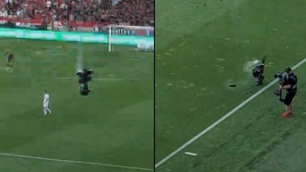 Videó: A focipályára zuhant egy kamera a magyar-kazah meccsen