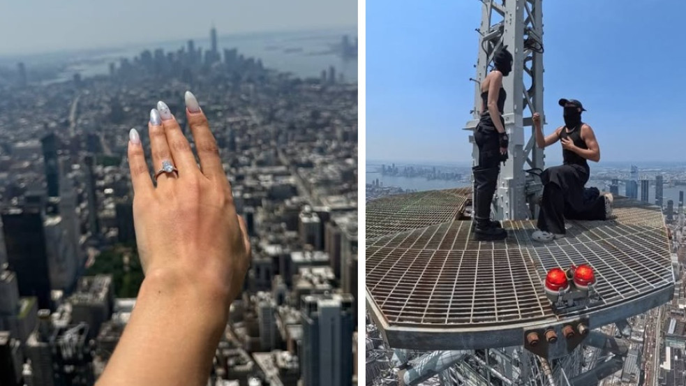 Extrém lánykérés az Empire State Building tetején: bilincsben vitték el az orosz mászópárost
