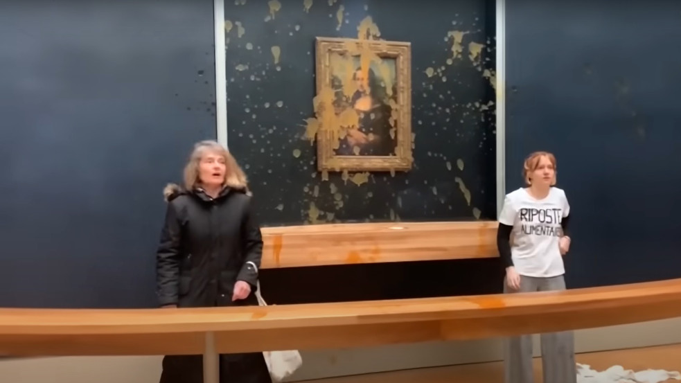 Videó: Klímaanarchisták levessel öntötték le a Mona Lisát