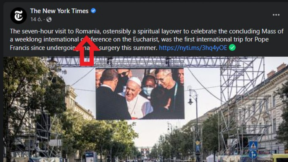 Romániai pápalátogatásról posztolt a New York Times