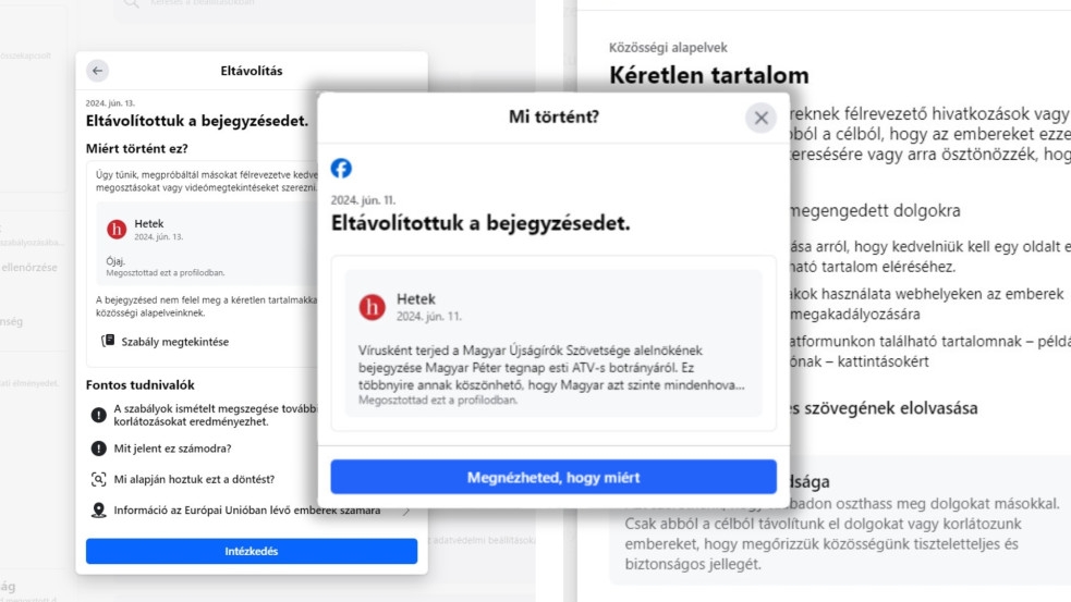 Nem engedi a Facebook posztolni a Hetek több Magyar Péterről szóló hírét