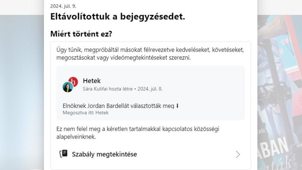 Érthetetlen: eltávolította a Patrióták Európáért frakció megalakulásáról szóló cikkünket a Facebook